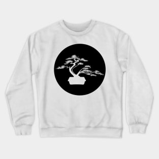 Bonsai tree in black circle Crewneck Sweatshirt